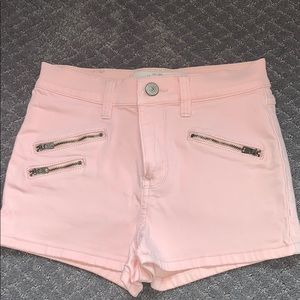 A&F pink high rise moto shorts